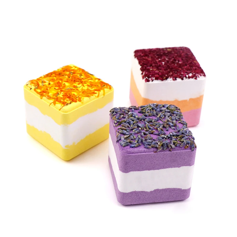 Wholesale Custom Ball Bombe De Bain Cube Bath Bombs Private Label Bubble Bath Fizzies Gift Set for Dried Flowers Bath Bombs
