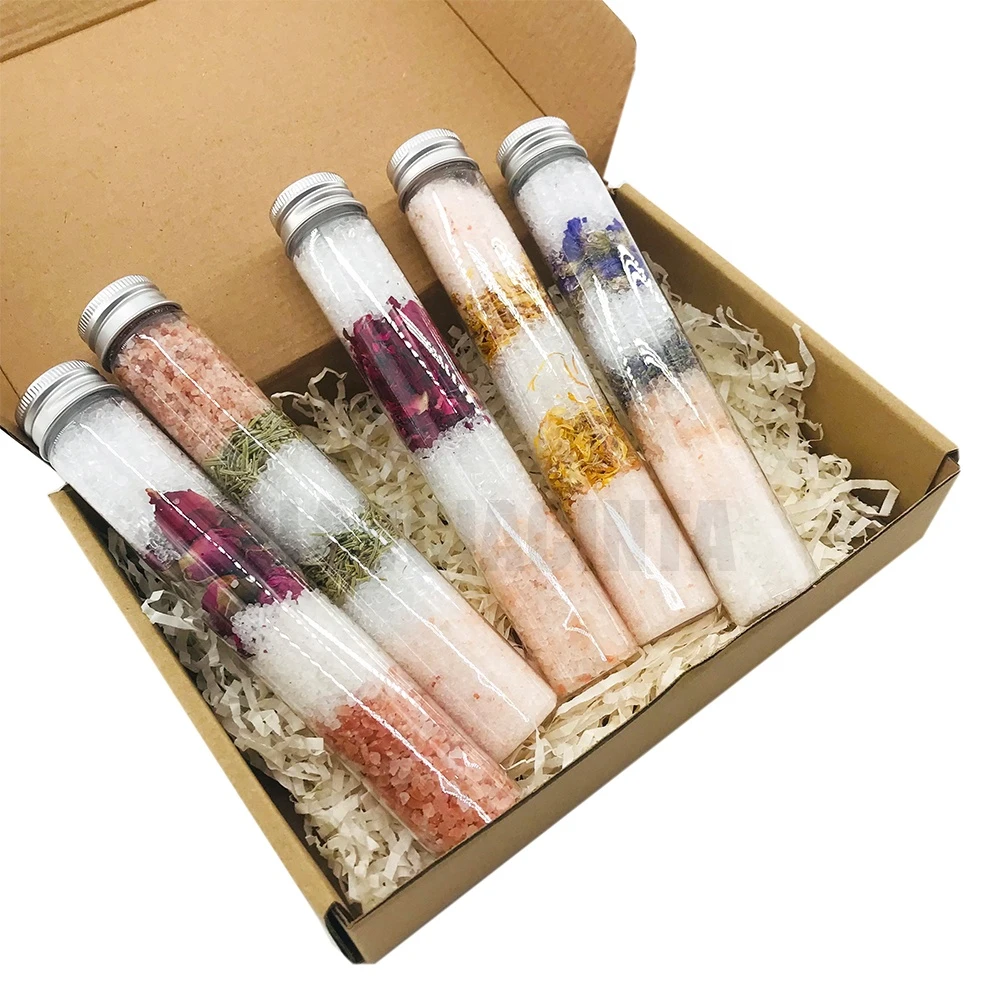 Wholesale Private Label Colored Herbal Lavender Organic Sea Bubbling Body Scrub Spa Epsom Bath Soak Crystals Natural Bath Salt